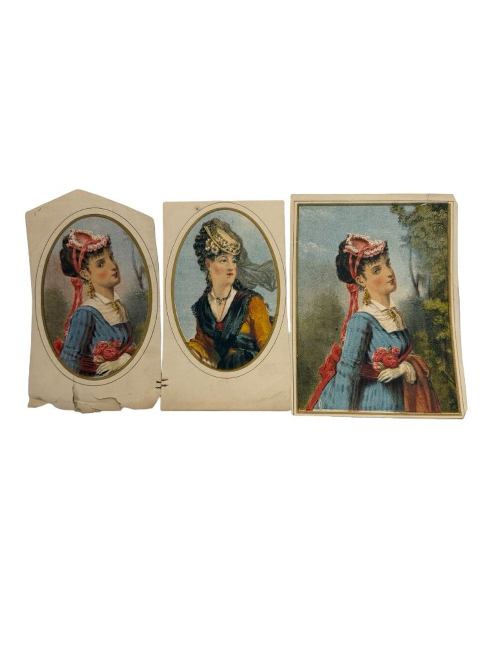 Antique Victorian Chromolithograph Lady Portrait Prints Lot of 3 1800s Ephemera